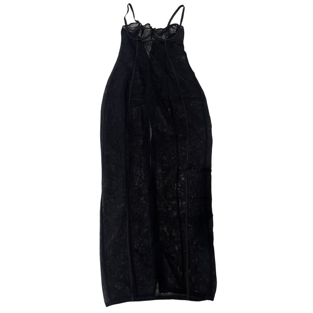 16-29(4) DOLCE & GABBANA Sheer Lace Panel Maxi Dress Black IT40/US4/Small